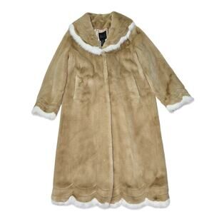 Tally-Ho Outerwear Coat Womens 1X Faux Fur Trim Long Full Length Warm Elegant